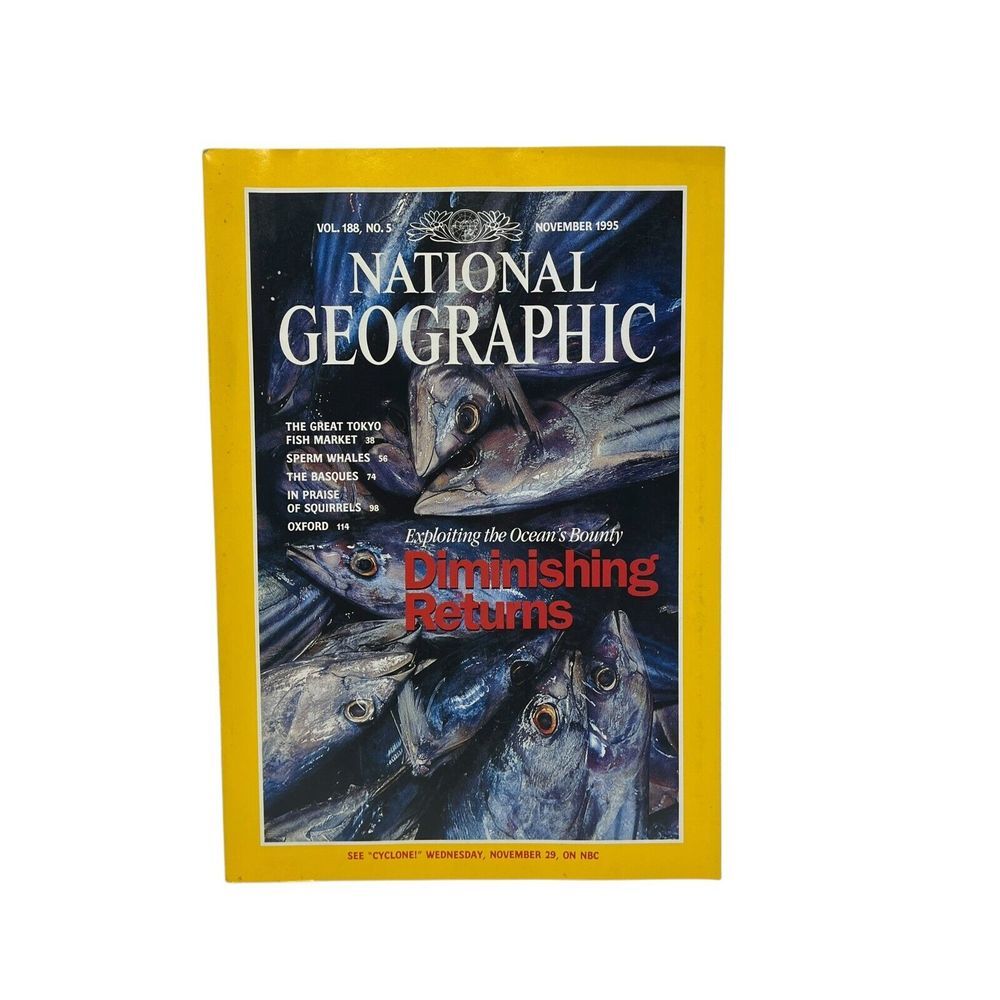 National Geographic Magazine November 1995 Ocean Tokyo Fish Sperm Whales Basques